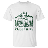 Support Wildlife Raise Twins T Shirt Twin Parent Mom Dad Bear Family