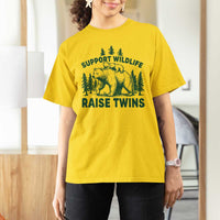 Support Wildlife Raise Twins T Shirt For Women Twin Parent Mom Dad Bear Family