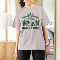 Support Wildlife Raise Twins T Shirt For Women Twin Parent Mom Dad Bear Family