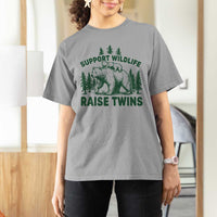Support Wildlife Raise Twins T Shirt For Women Twin Parent Mom Dad Bear Family
