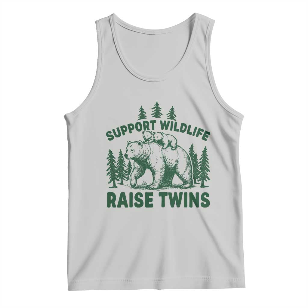 Support Wildlife Raise Twins Tank Top Twin Parent Mom Dad Bear Family