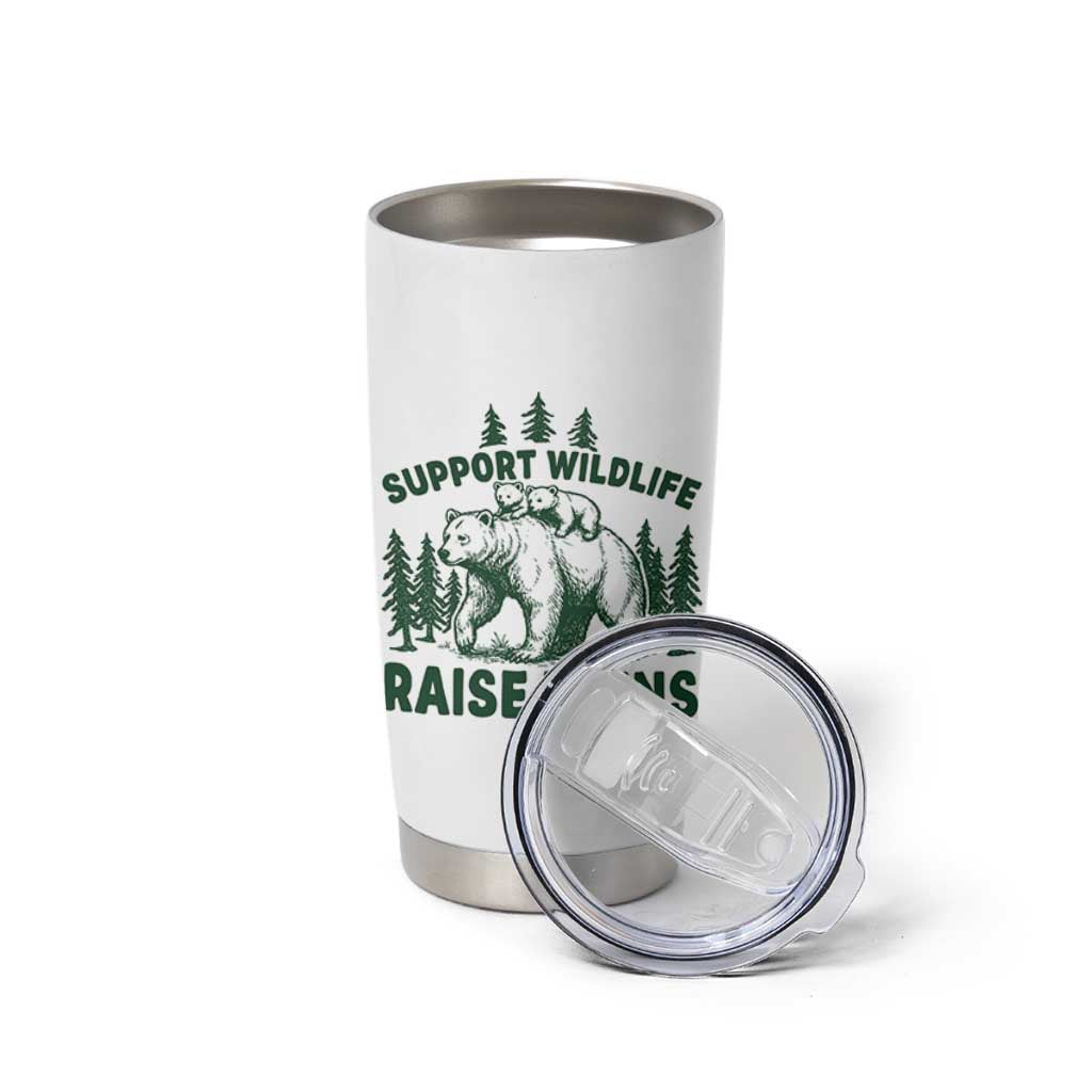 Support Wildlife Raise Twins Tumbler Cup Twin Parent Mom Dad Bear Family