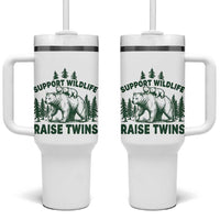 Support Wildlife Raise Twins Tumbler With Handle Twin Parent Mom Dad Bear Family
