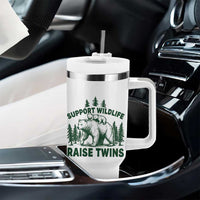 Support Wildlife Raise Twins Tumbler With Handle Twin Parent Mom Dad Bear Family