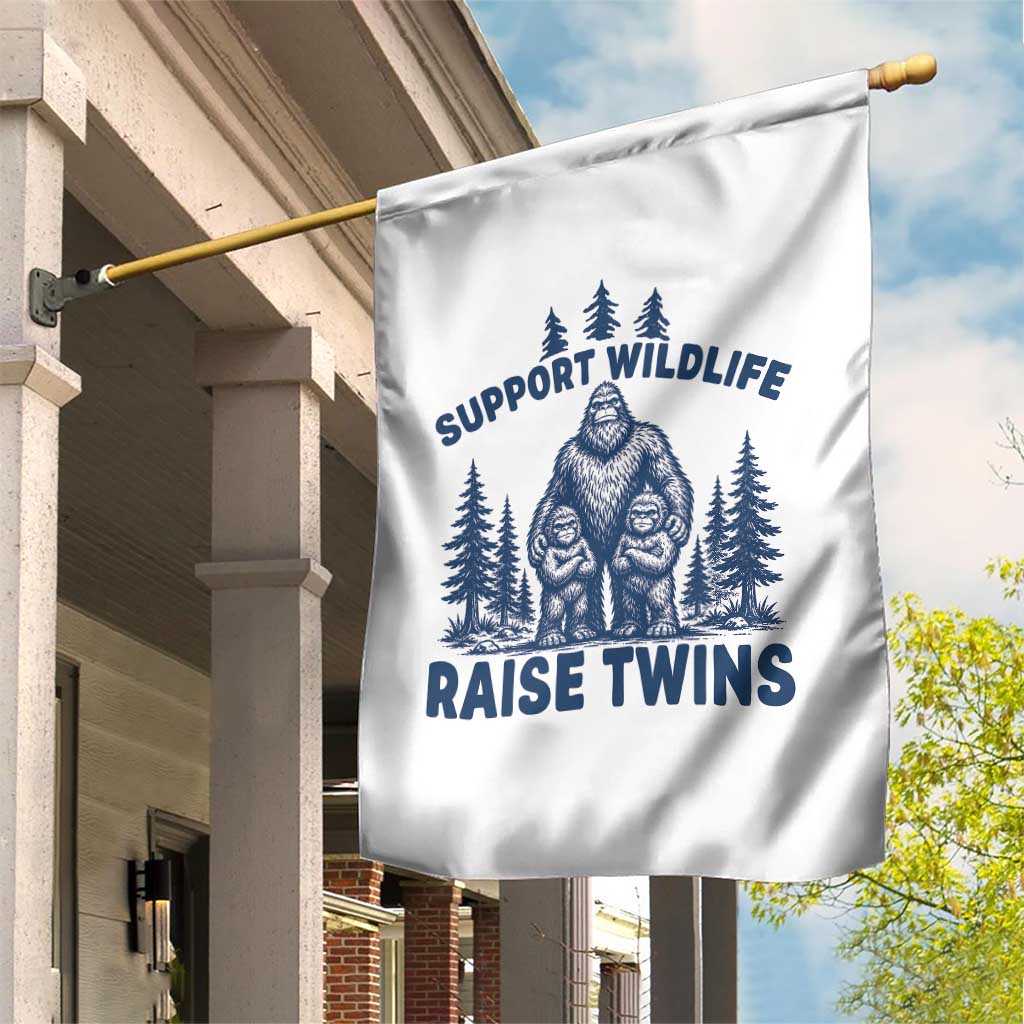 Support Wildlife Raise Twins Garden Flag Twin Dad Mom Parent Bigfoot Family