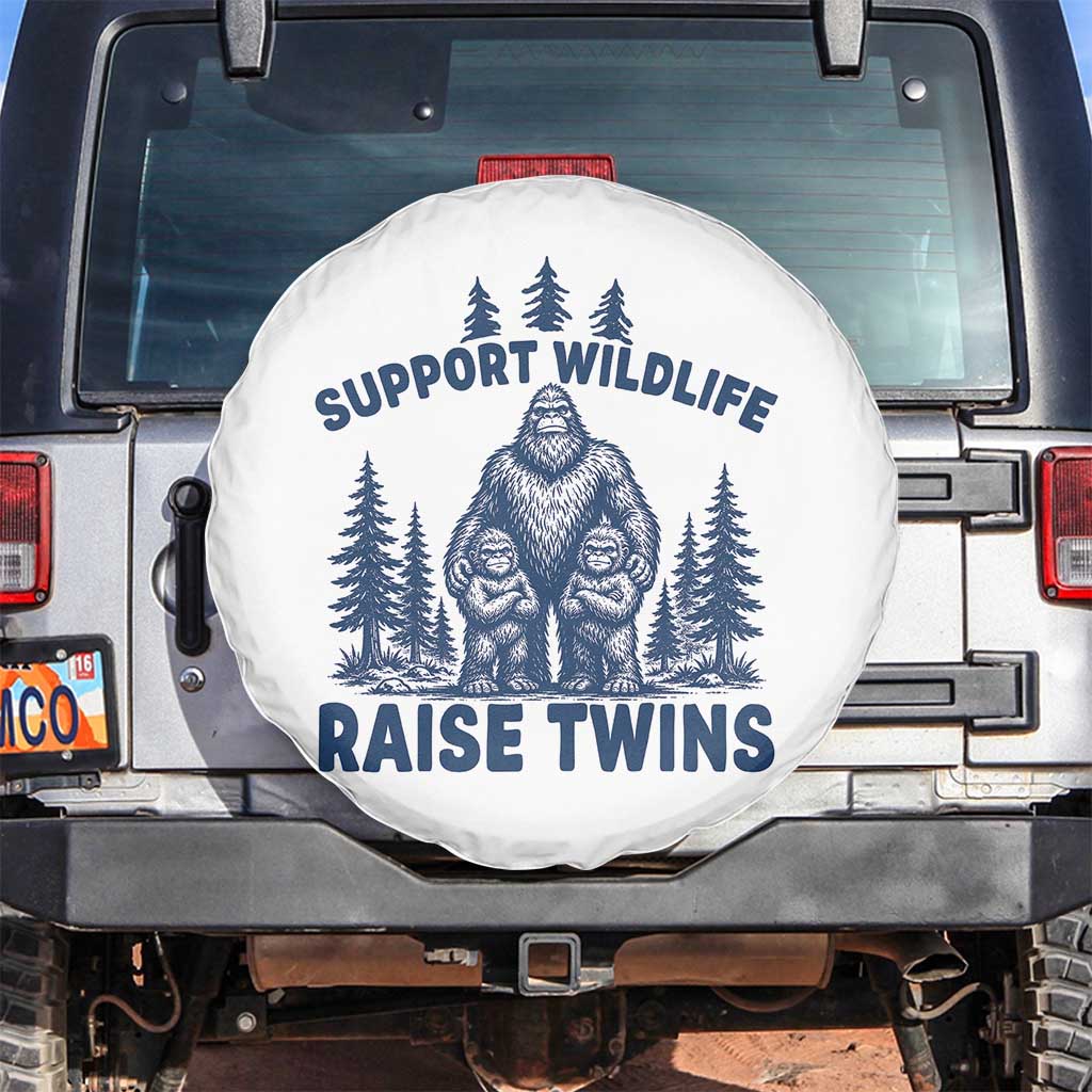 Support Wildlife Raise Twins Spare Tire Cover Twin Dad Mom Parent Bigfoot Family