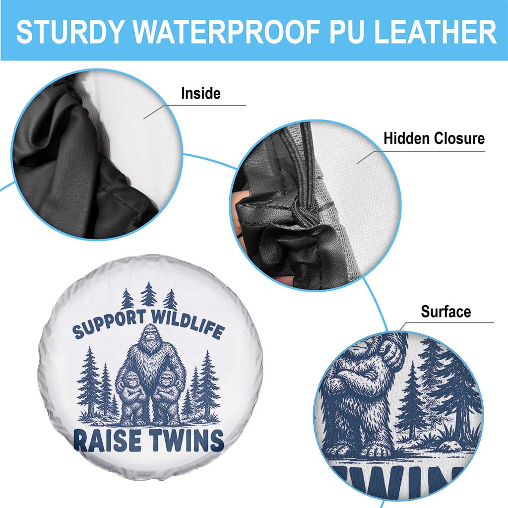 Support Wildlife Raise Twins Spare Tire Cover Twin Dad Mom Parent Bigfoot Family