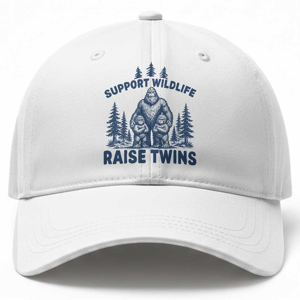 Support Wildlife Raise Twins Baseball Cap Twin Dad Mom Parent Bigfoot Family