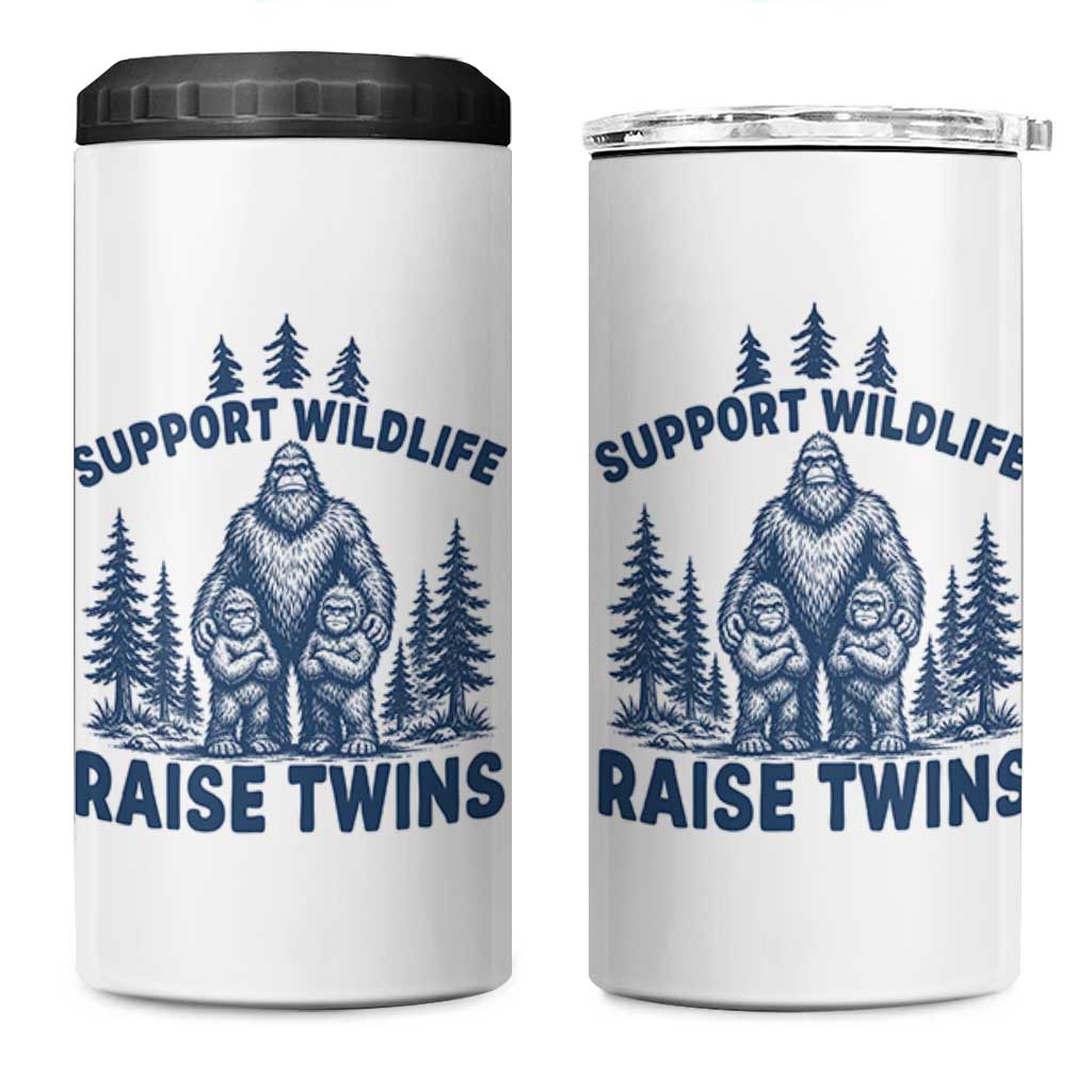 Support Wildlife Raise Twins 4 in 1 Can Cooler Tumbler Twin Dad Mom Parent Bigfoot Family
