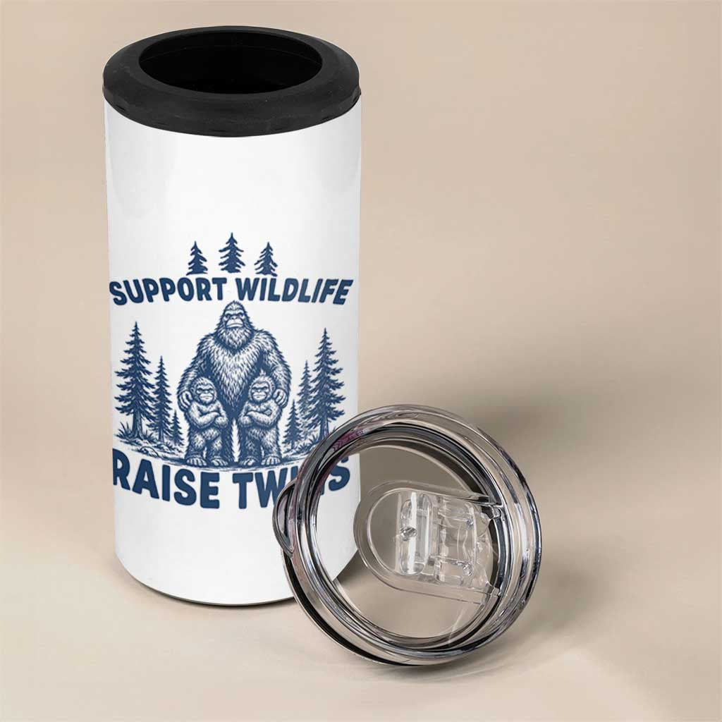 Support Wildlife Raise Twins 4 in 1 Can Cooler Tumbler Twin Dad Mom Parent Bigfoot Family