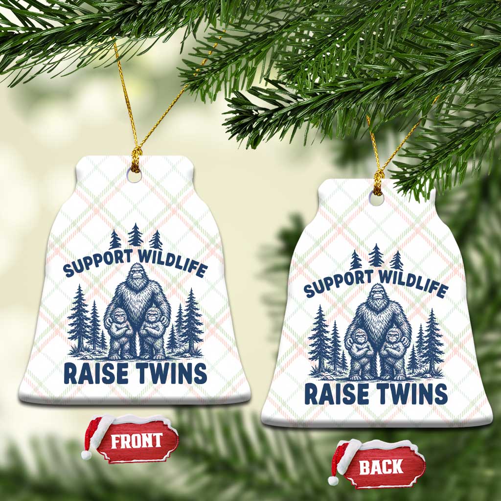 Support Wildlife Raise Twins Ceramic Ornament Twin Dad Mom Parent Bigfoot Family