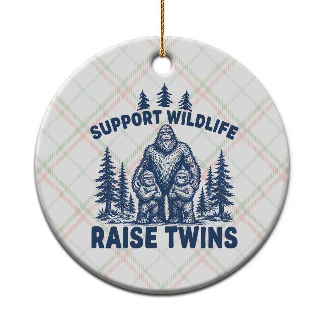 Support Wildlife Raise Twins Ceramic Ornament Twin Dad Mom Parent Bigfoot Family