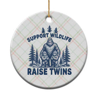 Support Wildlife Raise Twins Ceramic Ornament Twin Dad Mom Parent Bigfoot Family