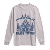 Support Wildlife Raise Twins Long Sleeve Shirt Twin Dad Mom Parent Bigfoot Family