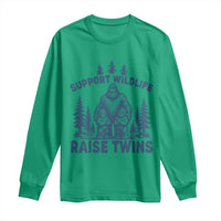 Support Wildlife Raise Twins Long Sleeve Shirt Twin Dad Mom Parent Bigfoot Family