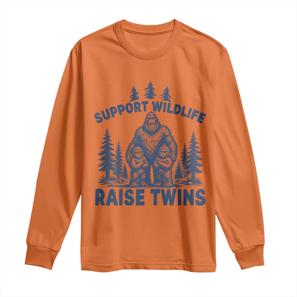 Support Wildlife Raise Twins Long Sleeve Shirt Twin Dad Mom Parent Bigfoot Family