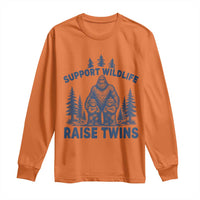 Support Wildlife Raise Twins Long Sleeve Shirt Twin Dad Mom Parent Bigfoot Family