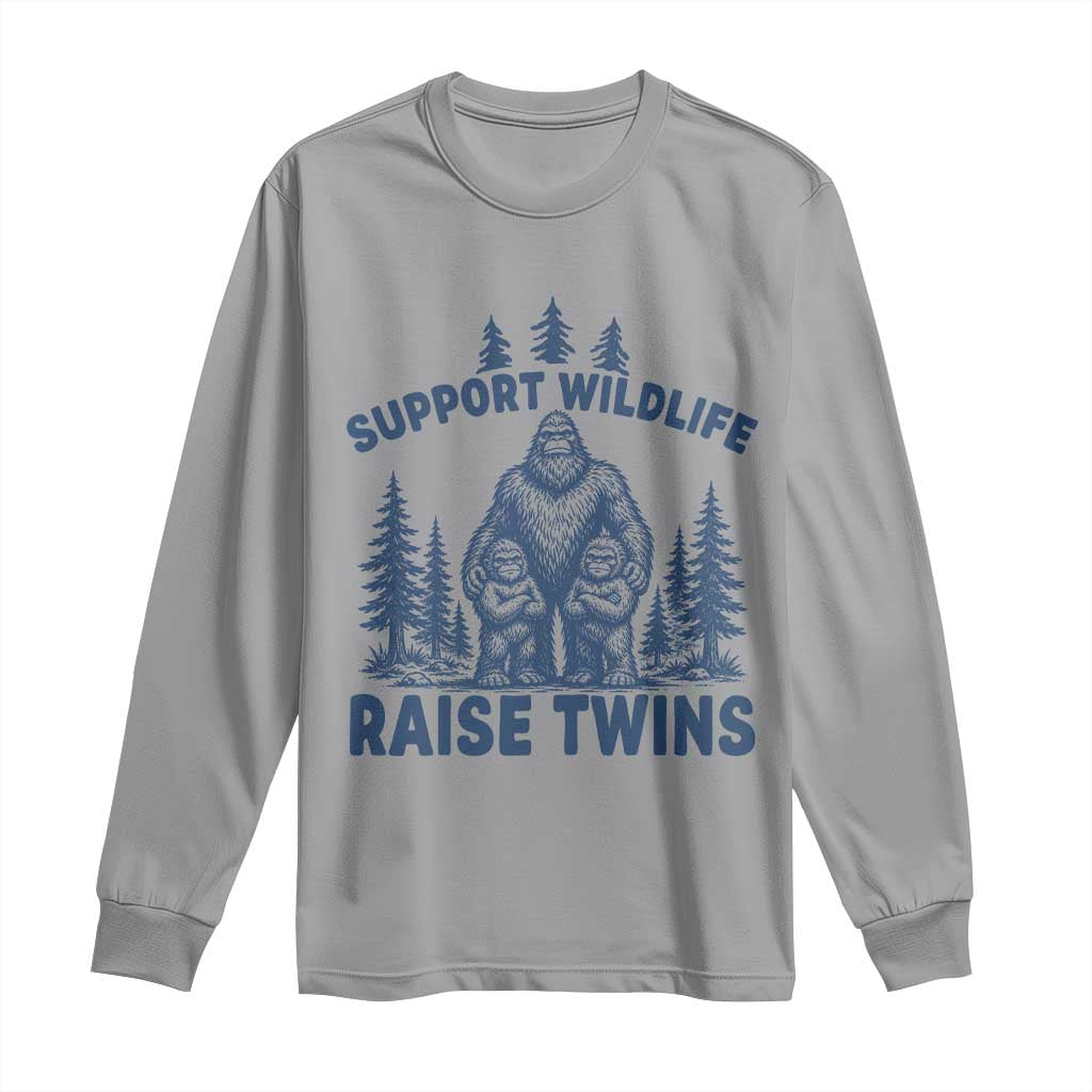 Support Wildlife Raise Twins Long Sleeve Shirt Twin Dad Mom Parent Bigfoot Family