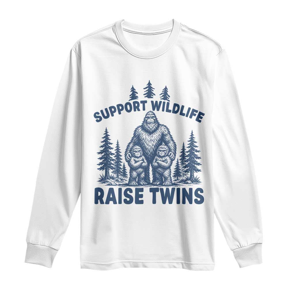Support Wildlife Raise Twins Long Sleeve Shirt Twin Dad Mom Parent Bigfoot Family
