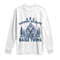 Support Wildlife Raise Twins Long Sleeve Shirt Twin Dad Mom Parent Bigfoot Family
