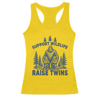 Support Wildlife Raise Twins Racerback Tank Top Twin Dad Mom Parent Bigfoot Family