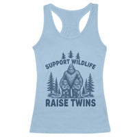 Support Wildlife Raise Twins Racerback Tank Top Twin Dad Mom Parent Bigfoot Family