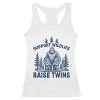 Support Wildlife Raise Twins Racerback Tank Top Twin Dad Mom Parent Bigfoot Family