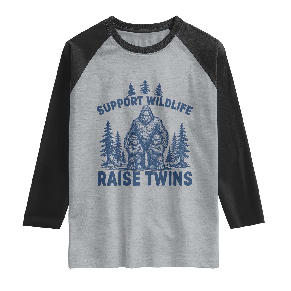 Support Wildlife Raise Twins Raglan Shirt Twin Dad Mom Parent Bigfoot Family