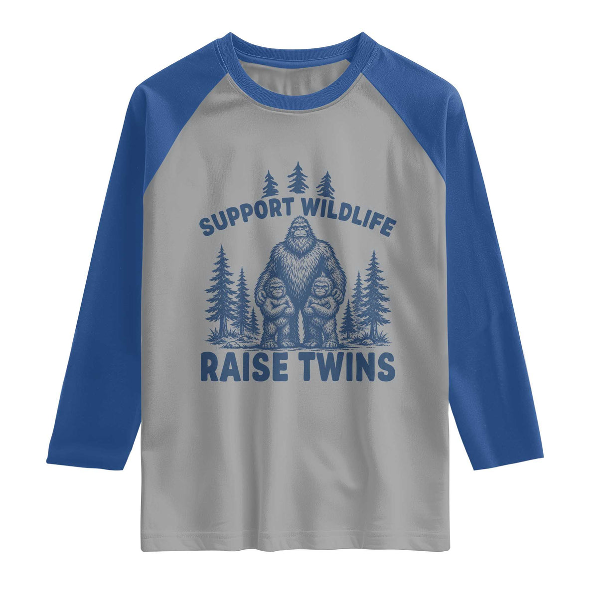 Support Wildlife Raise Twins Raglan Shirt Twin Dad Mom Parent Bigfoot Family