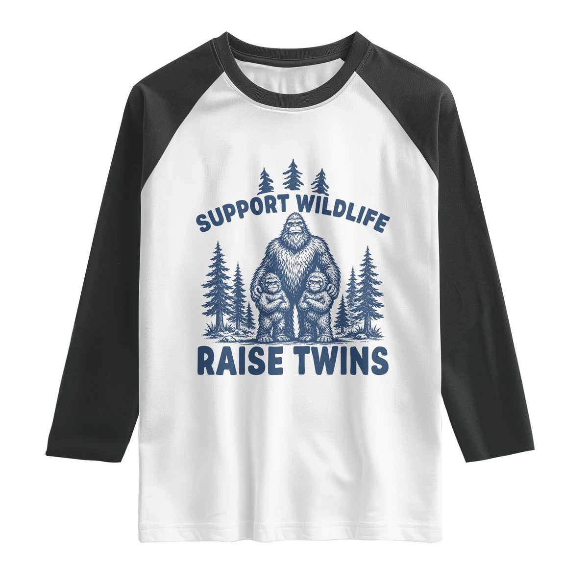 Support Wildlife Raise Twins Raglan Shirt Twin Dad Mom Parent Bigfoot Family