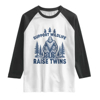 Support Wildlife Raise Twins Raglan Shirt Twin Dad Mom Parent Bigfoot Family