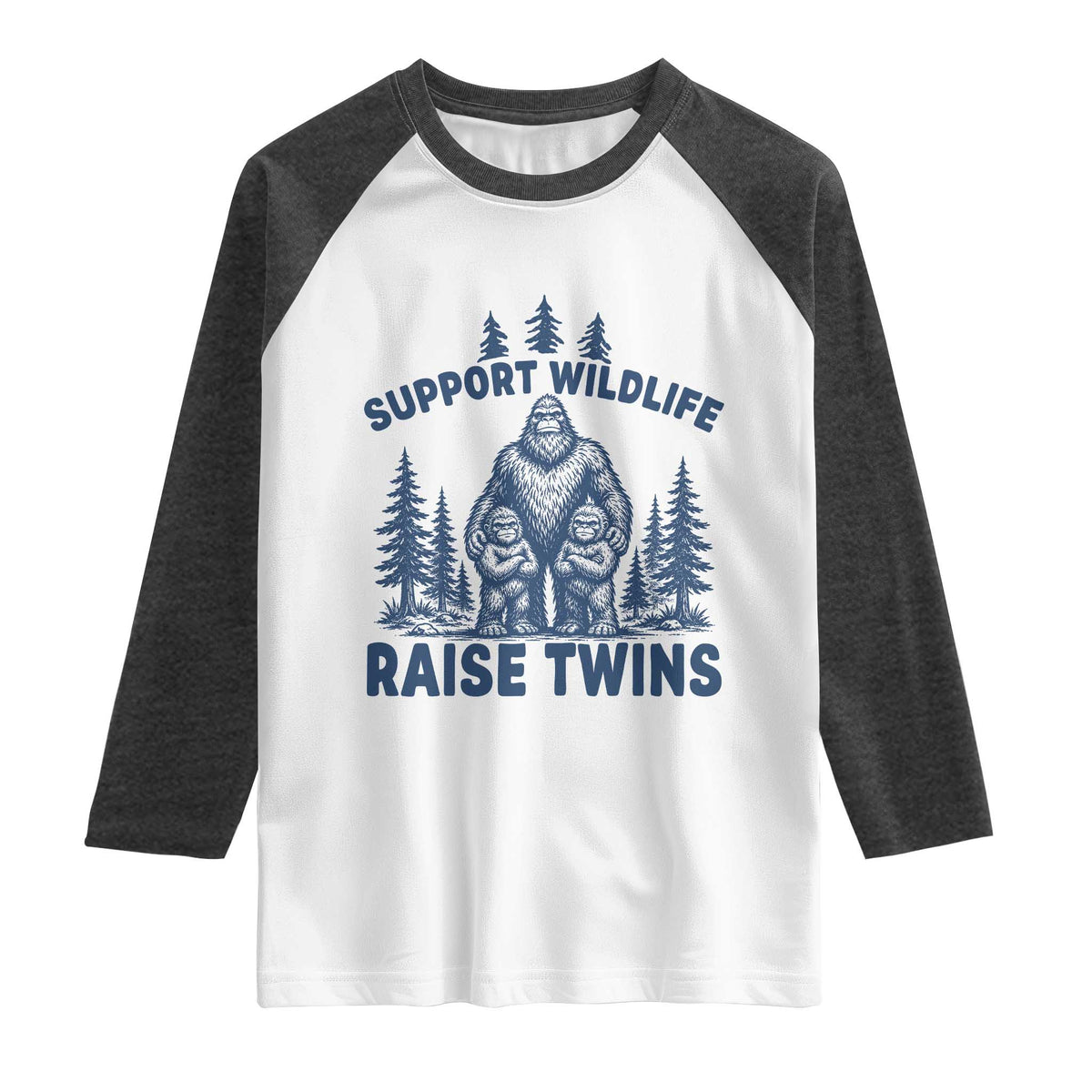 Support Wildlife Raise Twins Raglan Shirt Twin Dad Mom Parent Bigfoot Family
