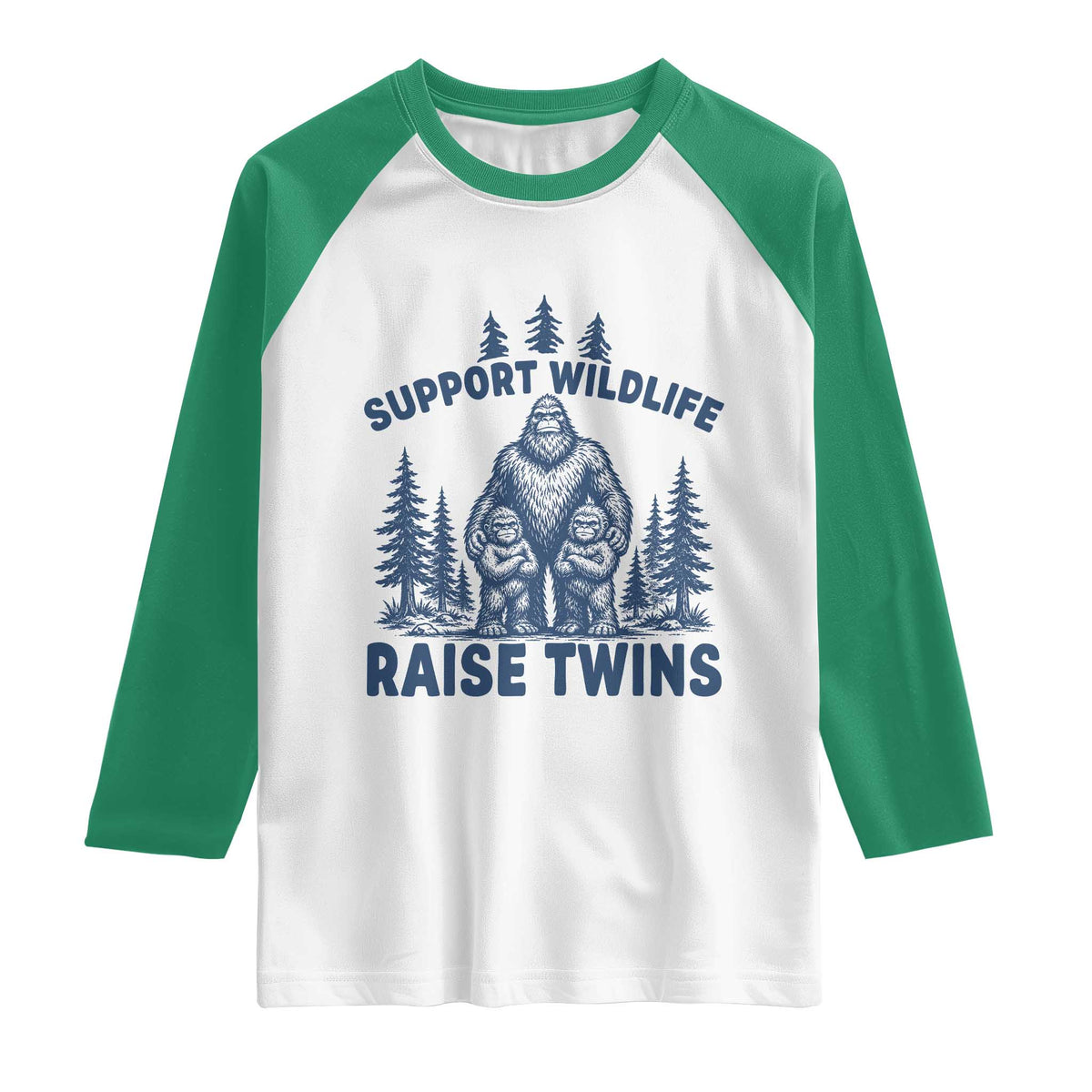 Support Wildlife Raise Twins Raglan Shirt Twin Dad Mom Parent Bigfoot Family