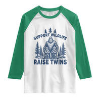 Support Wildlife Raise Twins Raglan Shirt Twin Dad Mom Parent Bigfoot Family