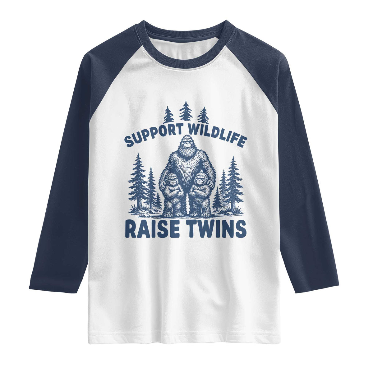 Support Wildlife Raise Twins Raglan Shirt Twin Dad Mom Parent Bigfoot Family