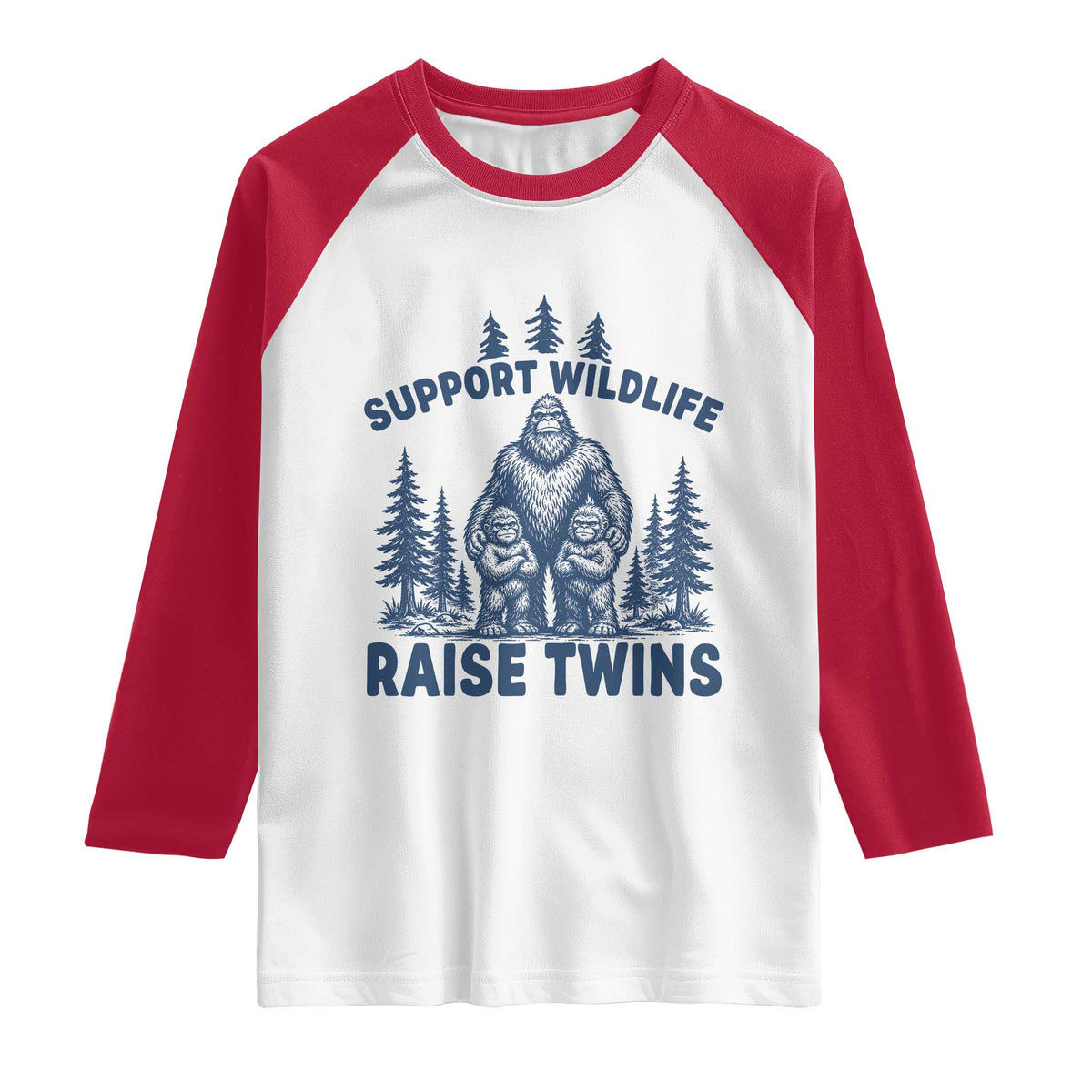 Support Wildlife Raise Twins Raglan Shirt Twin Dad Mom Parent Bigfoot Family