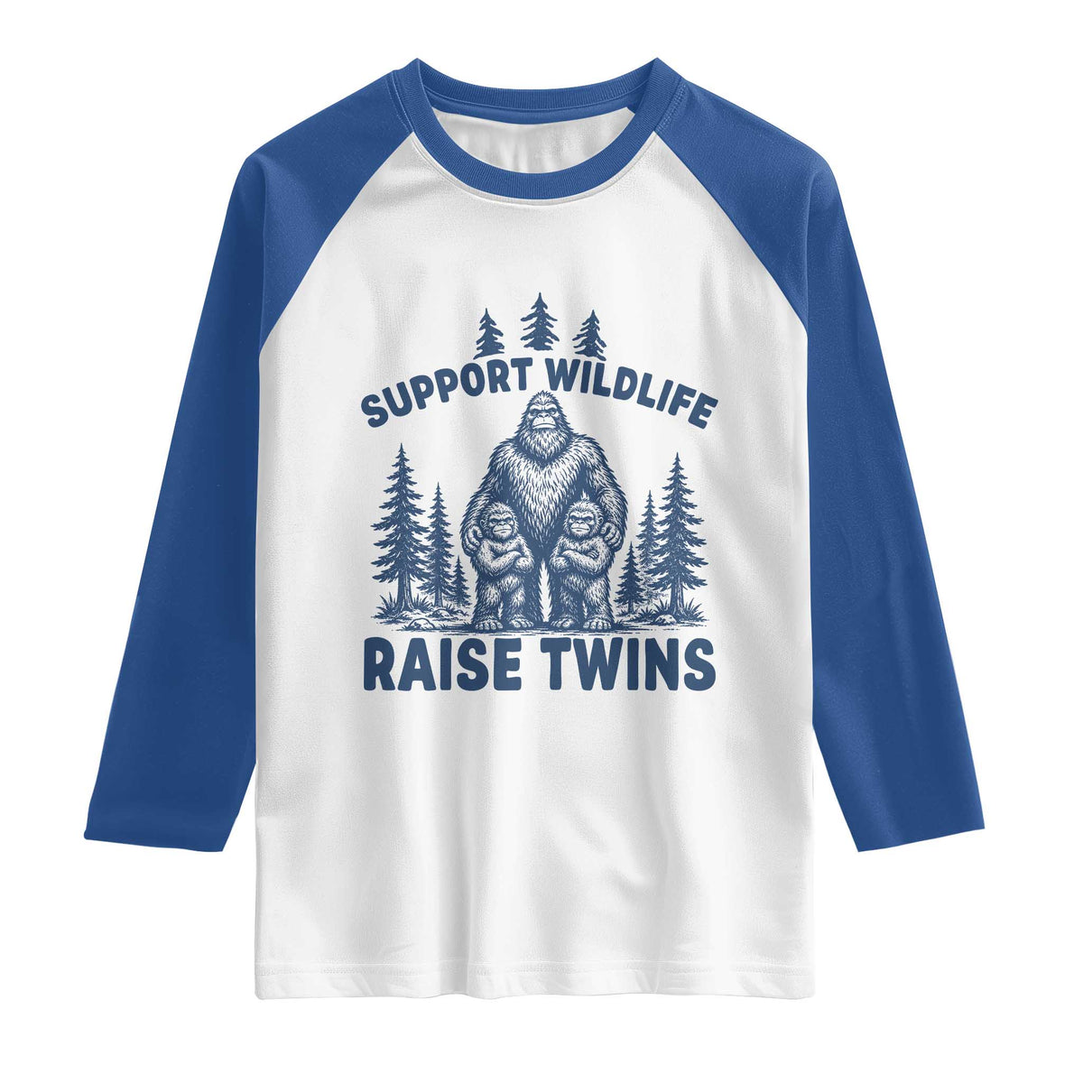 Support Wildlife Raise Twins Raglan Shirt Twin Dad Mom Parent Bigfoot Family