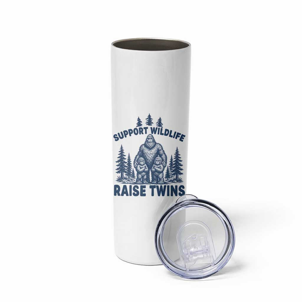 Support Wildlife Raise Twins Skinny Tumbler Twin Dad Mom Parent Bigfoot Family