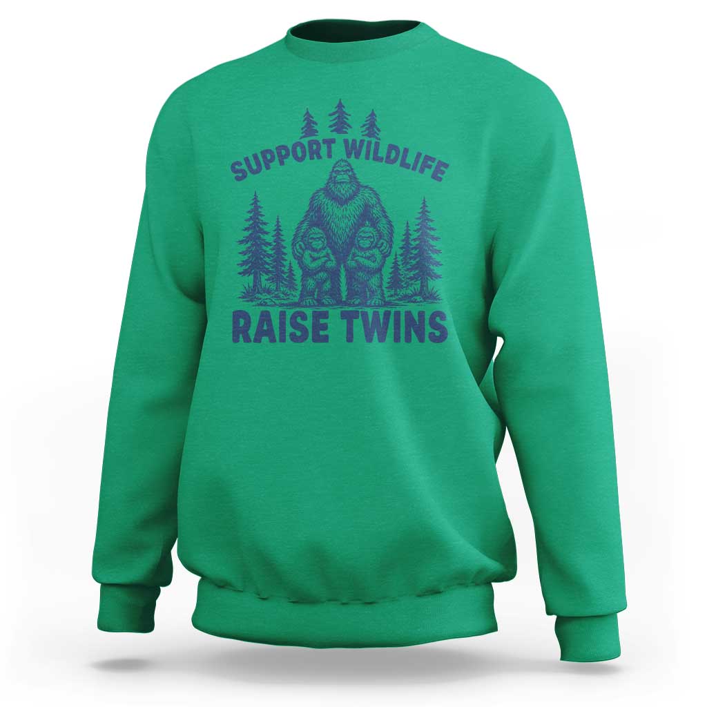 Support Wildlife Raise Twins Sweatshirt Twin Dad Mom Parent Bigfoot Family