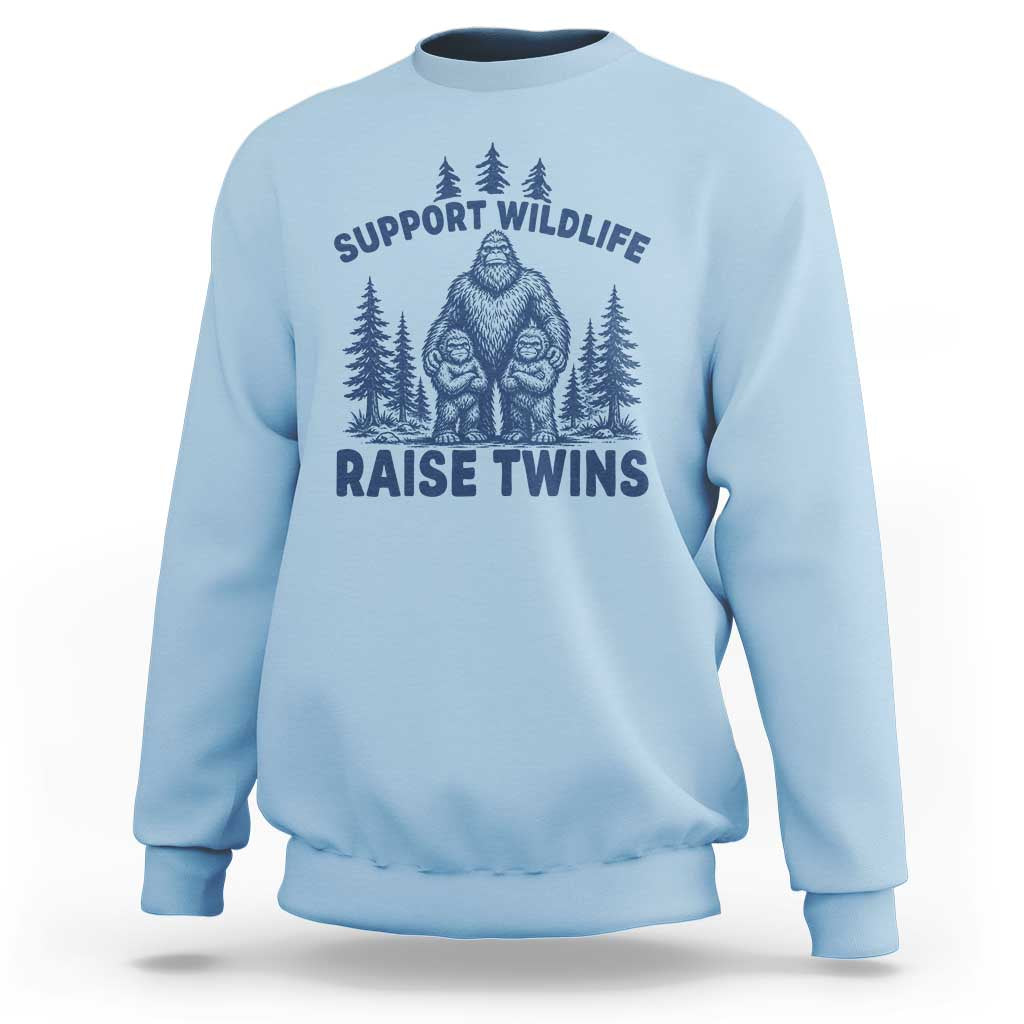 Support Wildlife Raise Twins Sweatshirt Twin Dad Mom Parent Bigfoot Family