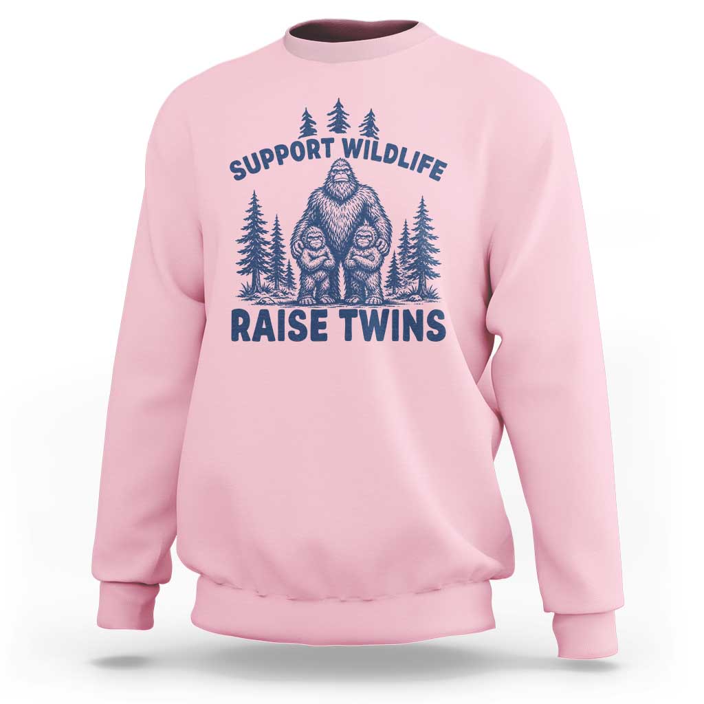 Support Wildlife Raise Twins Sweatshirt Twin Dad Mom Parent Bigfoot Family