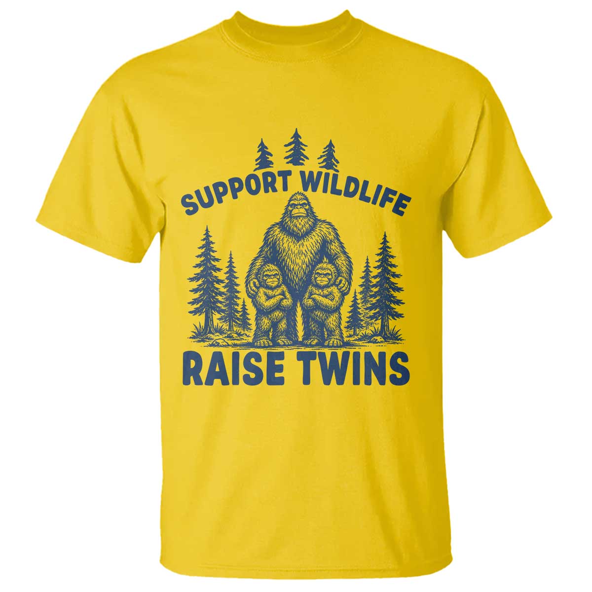 Support Wildlife Raise Twins T Shirt Twin Dad Mom Parent Bigfoot Family