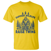 Support Wildlife Raise Twins T Shirt Twin Dad Mom Parent Bigfoot Family