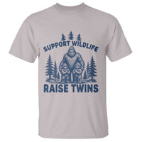 Support Wildlife Raise Twins T Shirt Twin Dad Mom Parent Bigfoot Family
