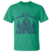 Support Wildlife Raise Twins T Shirt Twin Dad Mom Parent Bigfoot Family