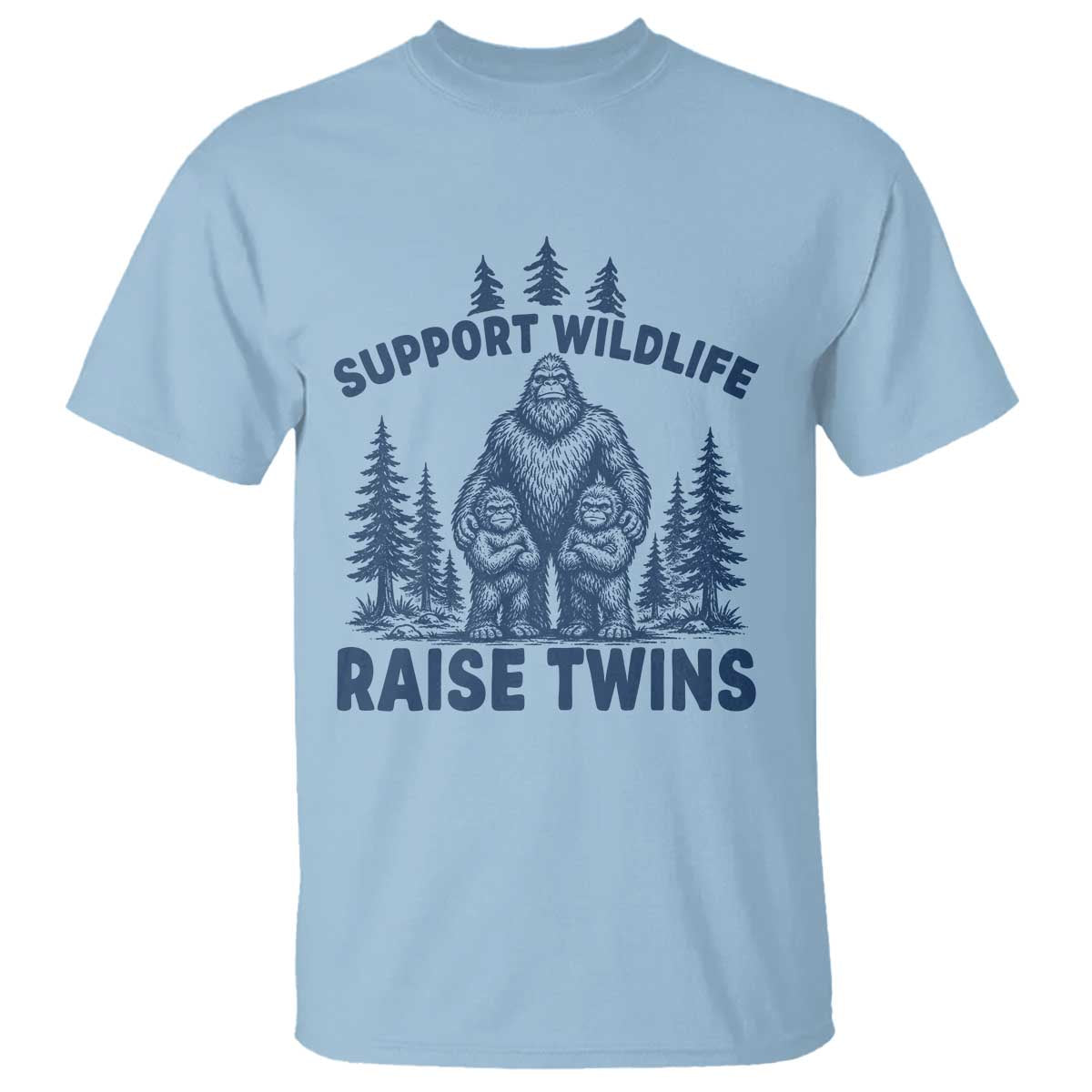 Support Wildlife Raise Twins T Shirt Twin Dad Mom Parent Bigfoot Family