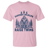 Support Wildlife Raise Twins T Shirt Twin Dad Mom Parent Bigfoot Family