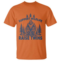Support Wildlife Raise Twins T Shirt Twin Dad Mom Parent Bigfoot Family