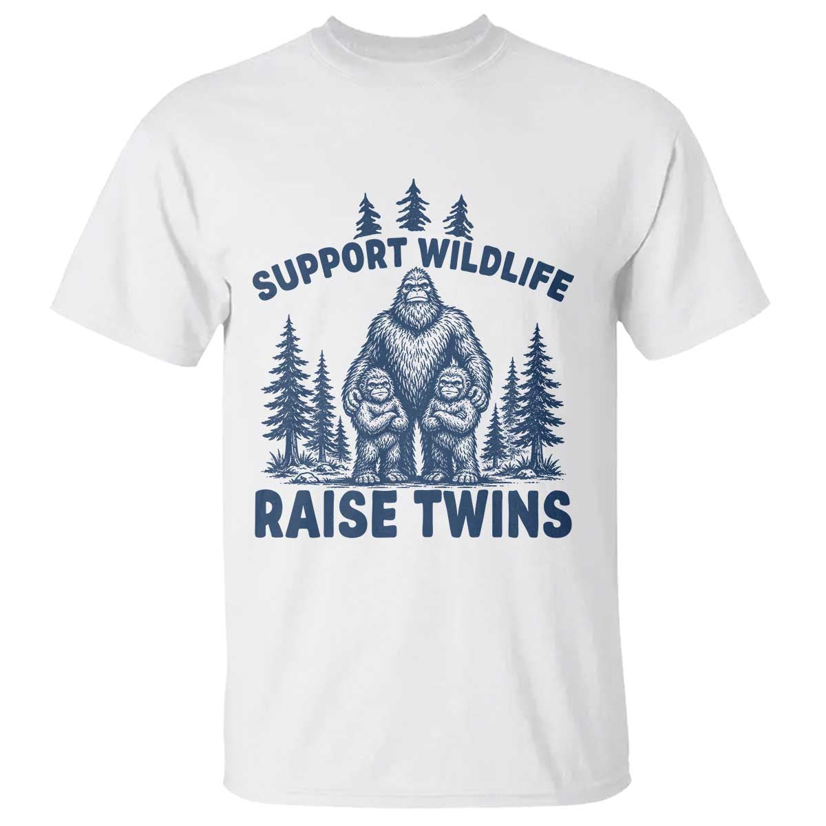 Support Wildlife Raise Twins T Shirt Twin Dad Mom Parent Bigfoot Family