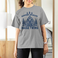 Support Wildlife Raise Twins T Shirt For Women Twin Dad Mom Parent Bigfoot Family